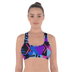 Memphis Pattern Geometric Abstract Cross Back Sports Bra