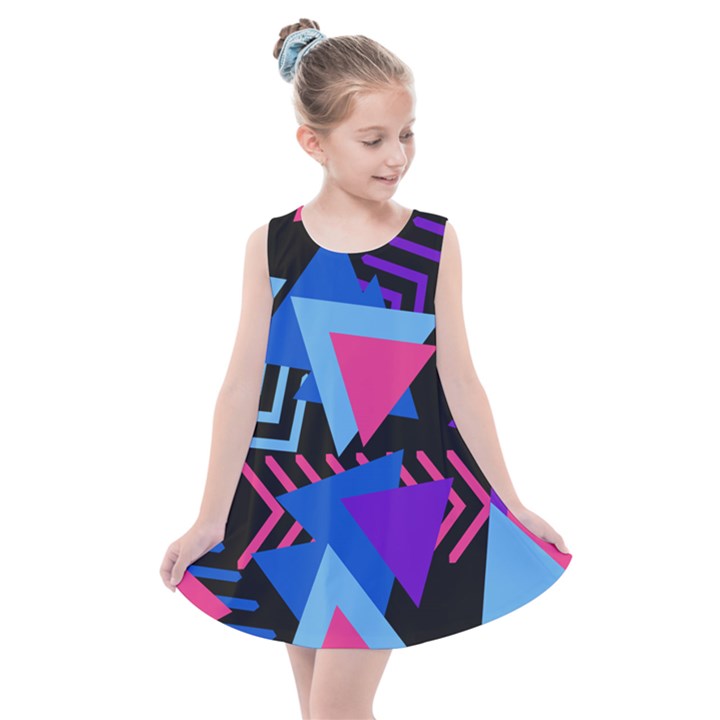 Memphis Pattern Geometric Abstract Kids  Summer Dress