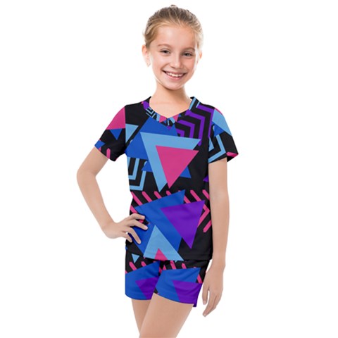 Memphis Pattern Geometric Abstract Kids  Mesh Tee And Shorts Set by HermanTelo