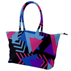 Memphis Pattern Geometric Abstract Canvas Shoulder Bag by HermanTelo