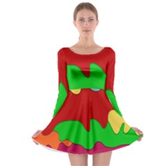 Liquid Forms Water Background Long Sleeve Skater Dress