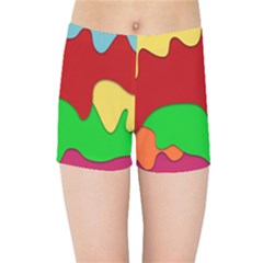 Liquid Forms Water Background Kids  Sports Shorts by HermanTelo