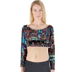 Mosaic Abstract Long Sleeve Crop Top