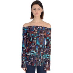 Mosaic Abstract Off Shoulder Long Sleeve Top