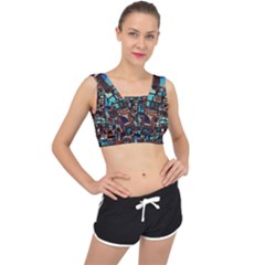 Mosaic Abstract V-back Sports Bra