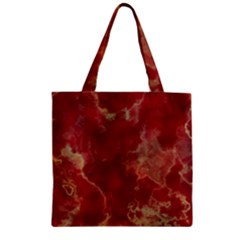 Marble Red Yellow Background Zipper Grocery Tote Bag by HermanTelo