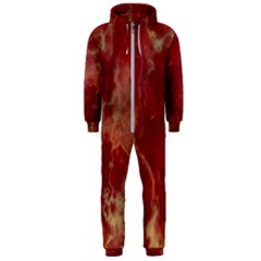 Marble Red Yellow Background Hooded Jumpsuit (men)  by HermanTelo