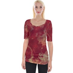 Marble Red Yellow Background Wide Neckline Tee