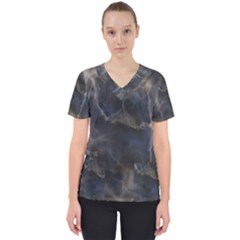 Marble Surface Texture Stone Women s V-neck Scrub Top