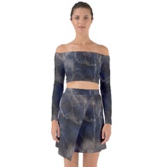 Marble Surface Texture Stone Off Shoulder Top With Skirt Set by HermanTelo