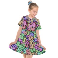 Money Currency Rainbow Kids  Short Sleeve Shirt Dress by HermanTelo