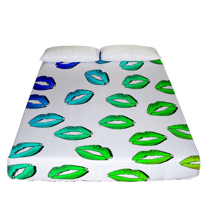 Kiss Mouth Lips Colors Fitted Sheet (California King Size)