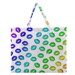 Kiss Mouth Lips Colors Zipper Large Tote Bag