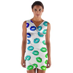 Kiss Mouth Lips Colors Wrap Front Bodycon Dress