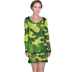 Marijuana Camouflage Cannabis Drug Long Sleeve Nightdress by HermanTelo