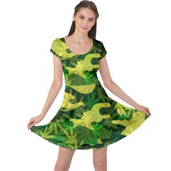 Marijuana Camouflage Cannabis Drug Cap Sleeve Dress