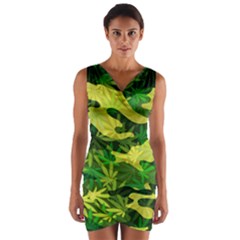 Marijuana Camouflage Cannabis Drug Wrap Front Bodycon Dress by HermanTelo