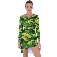 Marijuana Camouflage Cannabis Drug Asymmetric Cut-out Shift Dress by HermanTelo