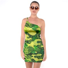 Marijuana Camouflage Cannabis Drug One Soulder Bodycon Dress