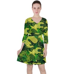 Marijuana Camouflage Cannabis Drug Ruffle Dress