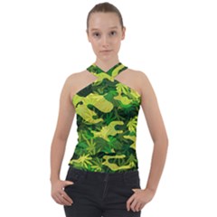 Marijuana Camouflage Cannabis Drug Cross Neck Velour Top by HermanTelo