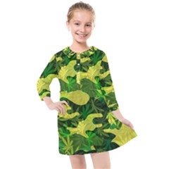 Marijuana Camouflage Cannabis Drug Kids  Quarter Sleeve Shirt Dress