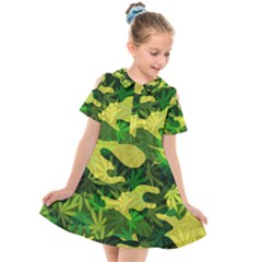 Marijuana Camouflage Cannabis Drug Kids  Short Sleeve Shirt Dress