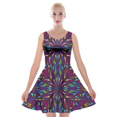 Kaleidoscope Triangle Curved Velvet Skater Dress by HermanTelo