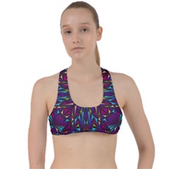 Kaleidoscope Triangle Curved Criss Cross Racerback Sports Bra by HermanTelo