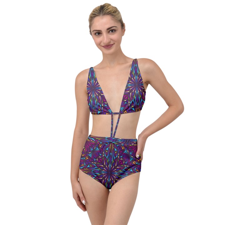 Kaleidoscope Triangle Curved Tied Up Two Piece Swimsuit