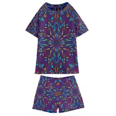 Kaleidoscope Triangle Curved Kids  Swim Tee And Shorts Set