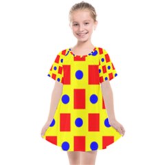 Pattern Circle Plaid Kids  Smock Dress