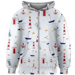 Nautical Sea Kids  Zipper Hoodie Without Drawstring by HermanTelo