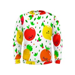Pattern Fruits Orange Green Kids  Sweatshirt