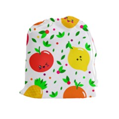 Pattern Fruits Orange Green Drawstring Pouch (xl)