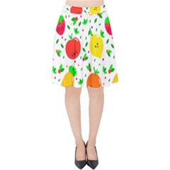 Pattern Fruits Orange Green Velvet High Waist Skirt