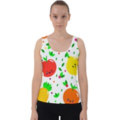 Pattern Fruits Orange Green Velvet Tank Top by HermanTelo