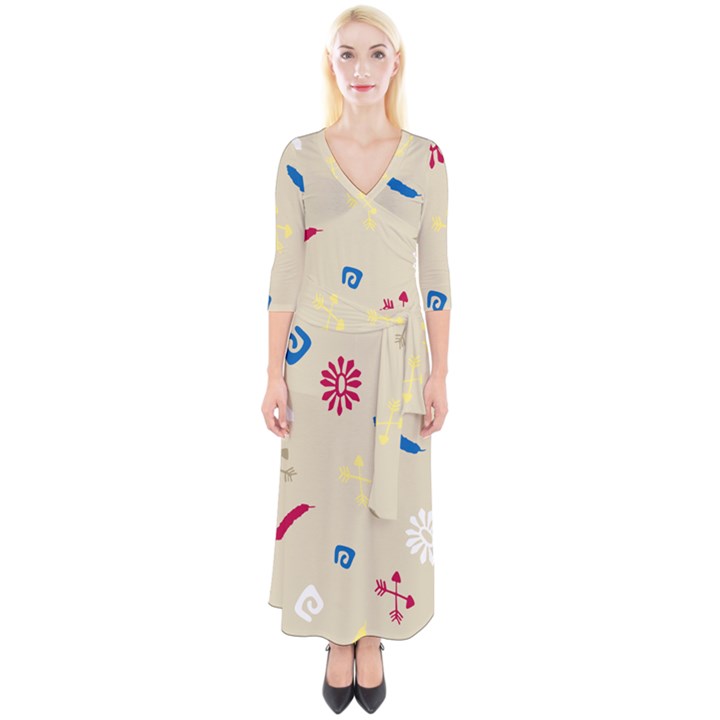 Pattern Culture Tribe American Quarter Sleeve Wrap Maxi Dress