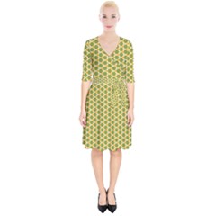 Pattern Halloween Pumpkin Color Green Wrap Up Cocktail Dress by HermanTelo