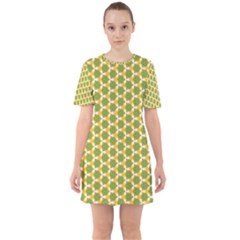 Pattern Halloween Pumpkin Color Green Sixties Short Sleeve Mini Dress by HermanTelo