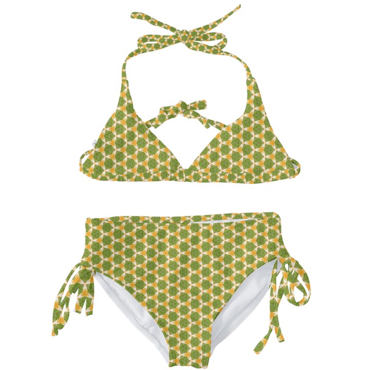 Pattern Halloween Pumpkin Color Green Kids  Classic Bikini Set