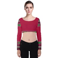 Ornaments Mexico Cheerful Velvet Long Sleeve Crop Top