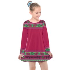 Ornaments Mexico Cheerful Kids  Long Sleeve Dress