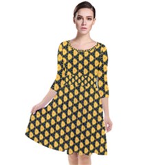 Pattern Halloween Pumpkin Color Yellow Quarter Sleeve Waist Band Dress