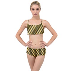 Pattern Halloween Pumpkin Color Yellow Layered Top Bikini Set by HermanTelo