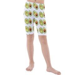 Pattern Avocado Green Fruit Kids  Mid Length Swim Shorts