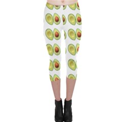 Pattern Avocado Green Fruit Capri Leggings 