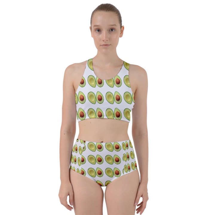 Pattern Avocado Green Fruit Racer Back Bikini Set