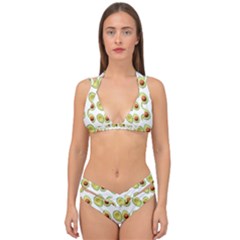 Pattern Avocado Green Fruit Double Strap Halter Bikini Set