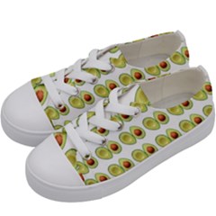 Pattern Avocado Green Fruit Kids  Low Top Canvas Sneakers